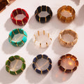 Marbled Resin Stretch Bracelet in Nine Colorways with Gold Tone Separators view 4