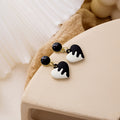 Two Tone Split Heart Star Enamel Drop Stud Earrings view 2