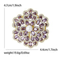 Pearl Center Flower Brooch With Colored Rhinestones Gold Tone view 10