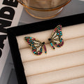 Rainbow and Blue Clear Stone Butterfly Small Stud Earrings view 3
