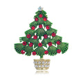 Red Green Christmas Tree Crystal Enamel Two Designs Metal Brooch Pin view 1