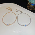 Blue White Eye Crystal Slider Bracelet In Gold Tone Or Silver Tone view 4