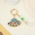 Rhinestone Sun Hat Keychain Pearl Bead Tassel Bag Charm view 7
