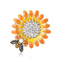 Bee and Daisy Enamel Crystal Brooch in Pink and Yellow view 5