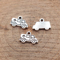 Antique Silver Ambulance Pendant Charm With Cross Detail view 2