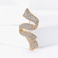 Crystal Wavy Ribbon Metal Brooch in a Gold Tone Finish view 2