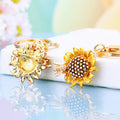 Jeweled Bee Sunflower Keychains in Yellow Orange and Assorted Colors view 4