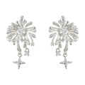 Silver CZ Firework Starburst Heart Star Drop Earrings view 5