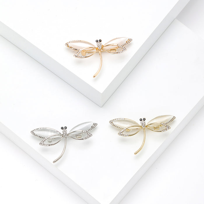 Openwork Dragonfly Brooch in Three Metal Tones for Jackets, Coats, and Scarves
