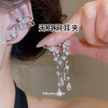 Bow Crystal Tassel Clip On Earrings in Two Designs view 1