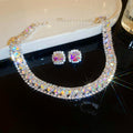 Round Crystal Necklace And Earring Sets In Five Color Options view 10