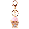 Rhinestone Pig Baseball Cap Gold-Tone Metal Keychain, Five Options view 5