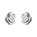Silver Tone Molten Texture Irregular Open Sculpted Stud Earrings view 5