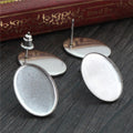 Oval Earring Post Cabochon Bezel Settings in Two Sizes view 4
