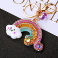 Mermaid Rainbow Keychain with Crystal and Gold Tone Details view 6