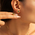 Gold Sunflower Opal Gemstone Necklace Stud Earrings Set view 3