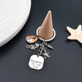 Antique Silver Seahorse Turtle Shell and Message Plaque Keychain view 3