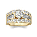 Round Clear Solitaire Baguette Multi-Row Wide Ring Gold Tone view 1