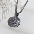 Silver-Tone Round Cubic Zirconia Cluster Pendant on a Box Chain view 2