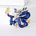 Coiled Chinese Dragon Enamel Brooch in Five Colors view 2