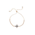 Gold Tone Pink Cross Crystal Slider Bracelet With Extra Gallery Colors view 5