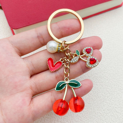 Image 1 showing a person holding a red and green keychain.