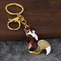 Fox Metal Keychain With Faceted Stones, Split Ring And Lobster Clasp view 7