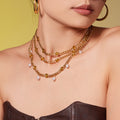 Gold Cuban Oil Drop Disc Necklace Bracelet Pearl Styles view 4