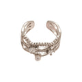 Pearl Crystal Open Multi Band Rings Silver and Gold view 5