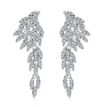 Black Silver Tone Crystal Leaf Dangle Tassel Crystal Metal Dangle Earrings view 5