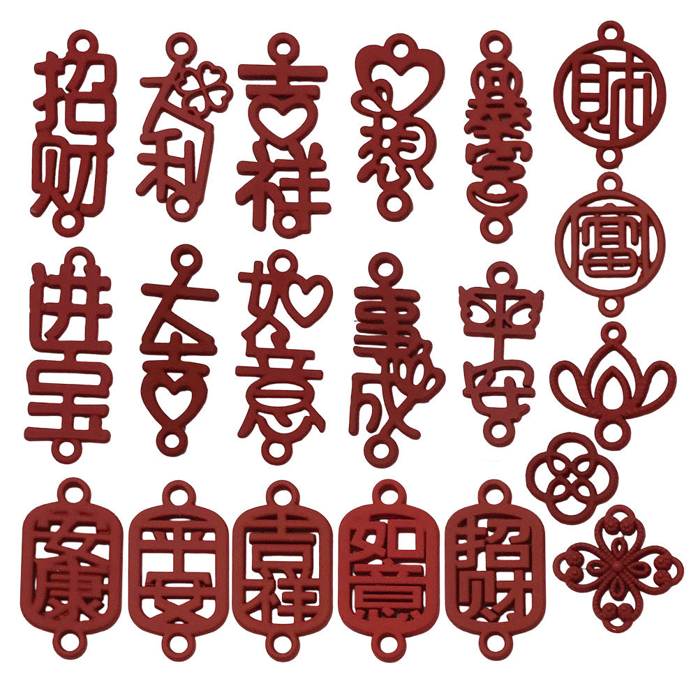 Zinc Alloy Red Wedding Blessing Word charm pendant for DIY decoration jewelry making
