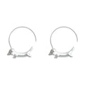 Dachshund Dog Wire Hoop Earrings In Gold And Silver Tone view 5