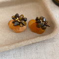 Flower and Double Disc Cluster Stud Earrings Statement Fashion Jewelry view 6