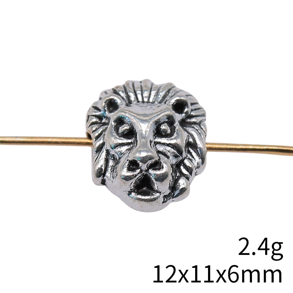 12x11x6mm 2.4g Antique Silver Zinc Alloy Lion Loose Metal Beads for Bracelet Jewelry Making