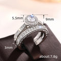 Round Halo Solitaire Two-Ring Set In Polished Silver Tone view 4