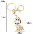 Rhinestone Enamel Sitting Puppy Keychain Gold Clasp view 3