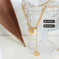 Double Heart Bead Accent Chain Necklace Gold Or Steel view 2