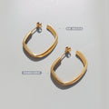 Geometric Irregular Square Hoop Earrings Gold Or Steel Finish view 3