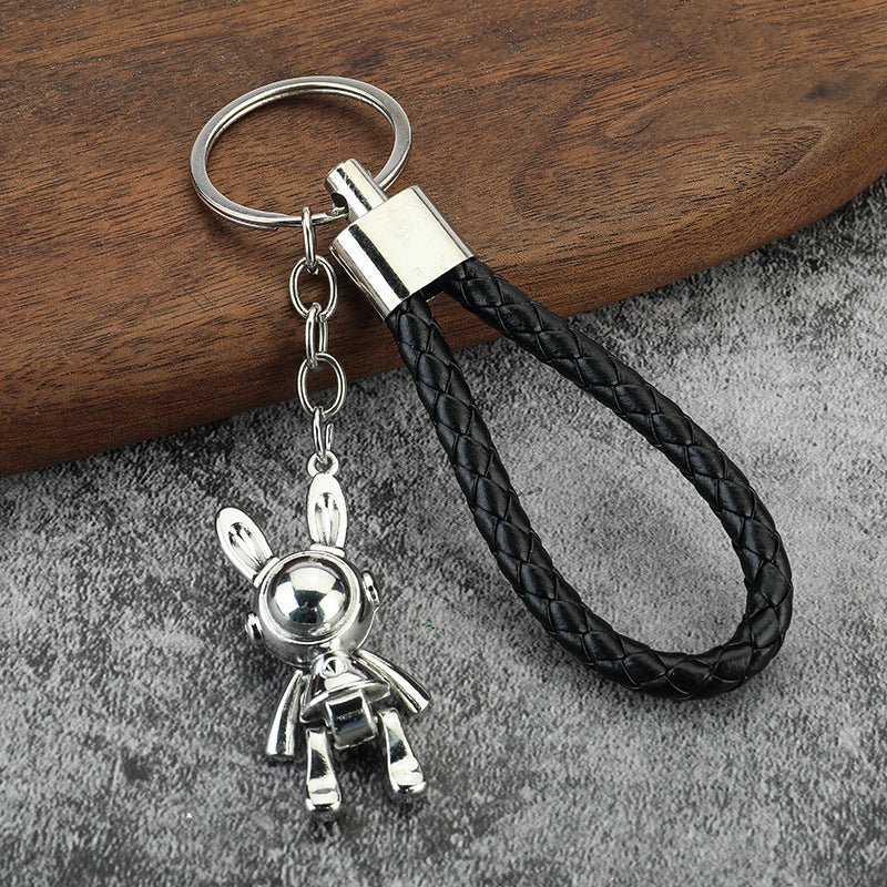 Cute Space Rabbit Metal Keychain for Car Keys Backpack and Gifts
