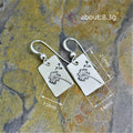 Silver Rectangle Hook Earrings Engraved Dandelion Plates view 5