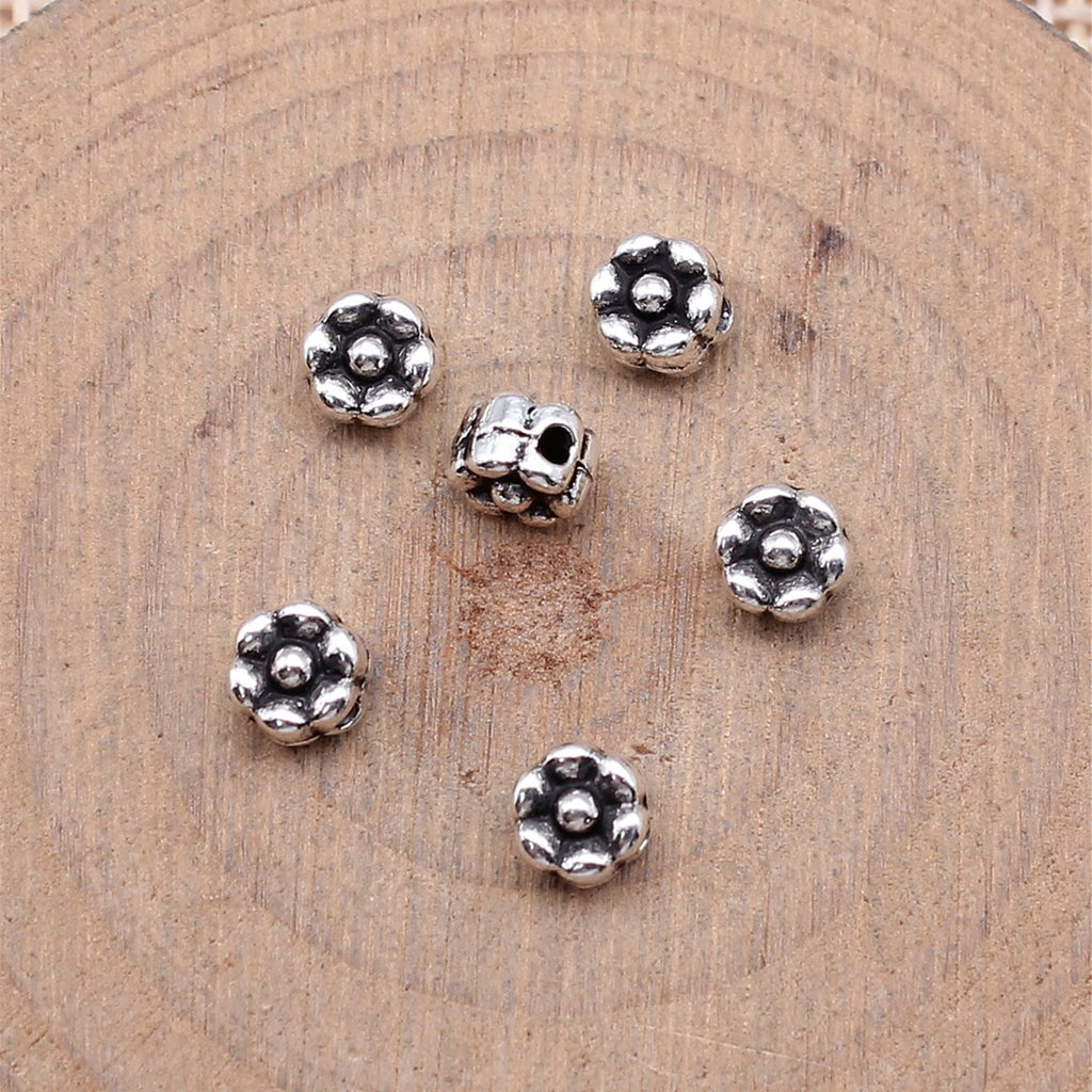 5.2x5.2x4.3mm 0.4g Antique Silver Zinc Alloy Flower Small Hole Spacer Beads for DIY Bracelet Jewelry