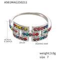 Geometric Link Open Ring Micro Zircon Stainless Steel Size Seven view 7
