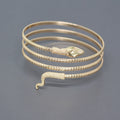 Gold and Silver Tone Coiled Snake Open Cuff Bracelets view 3