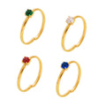 Open Adjustable Thin Band Ring Single Prong Zircon Stone Colors view 5