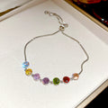 Seven Mixed Crystal Slider And Chain Bracelets In Multiple Colors view 7