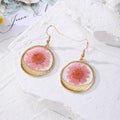 Pressed Flower Resin Round Earrings Gold Crescent 7 Styles view 11
