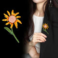 Orange Sunflower Enamel Metal Brooch Pin for Jackets and Lapels view 4