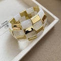 Acrylic Gold Tile Stretch Bracelets Black Beige White Amber view 8