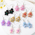 Silver Tone Colorful Gingerbread Figure Resin Hook Earrings view 1