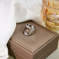 Silver Tone Open Hollow Heart Geometric Wide Band Ring view 3